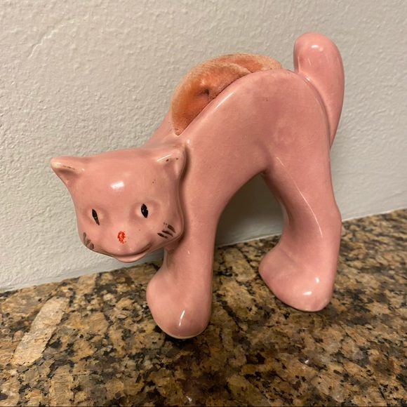 Vintage USA scaredy cat pink pin cushion pottery - Picture 2 of 8